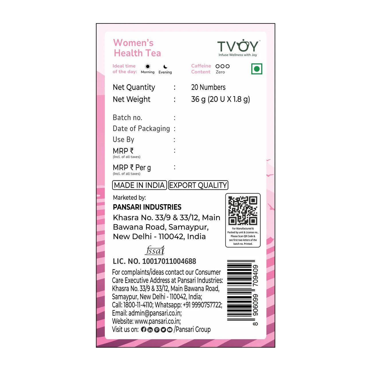 TVOY WOMEN’S HEALTH TEA (1.8GX20)