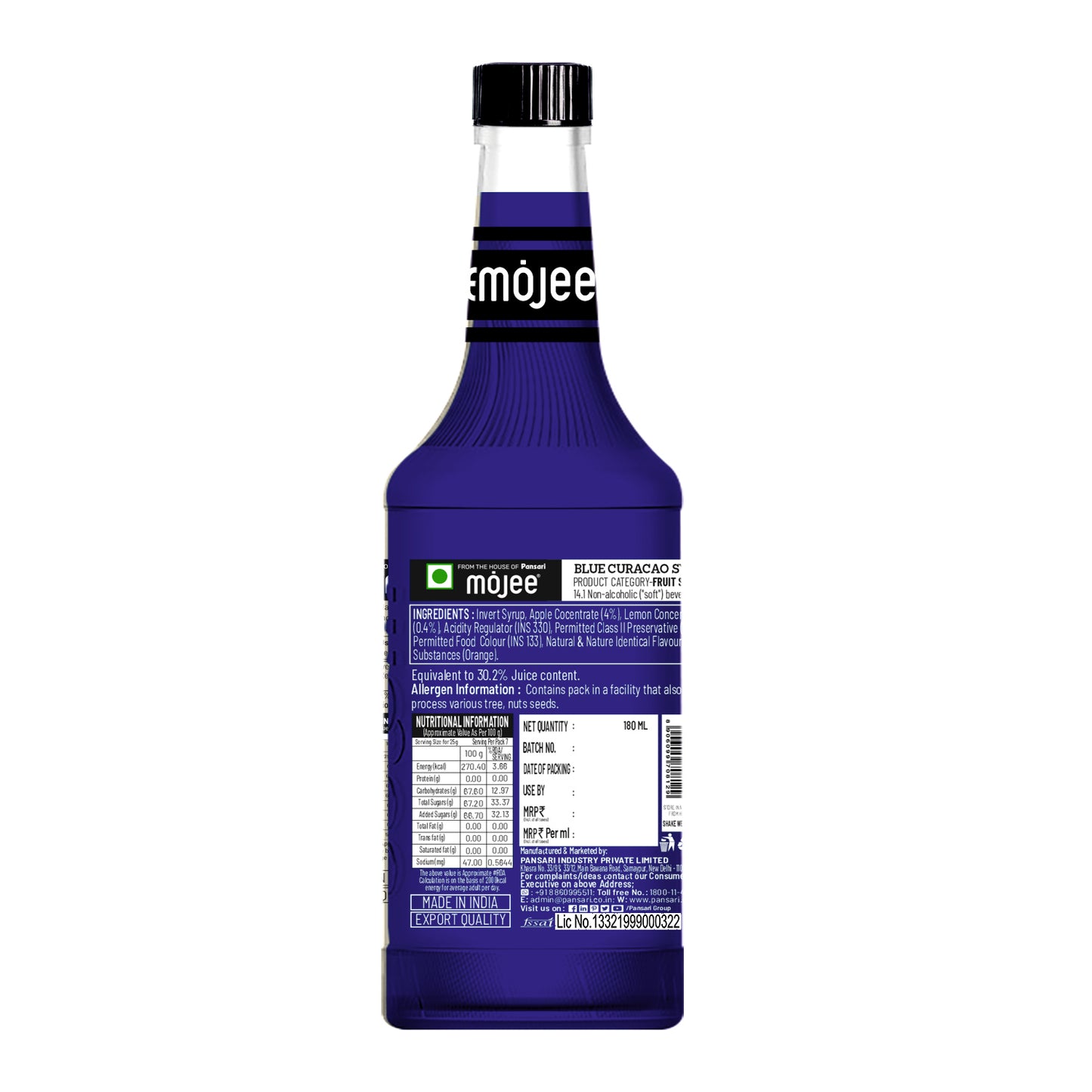 Mojee BLUE CURACO SYRUP